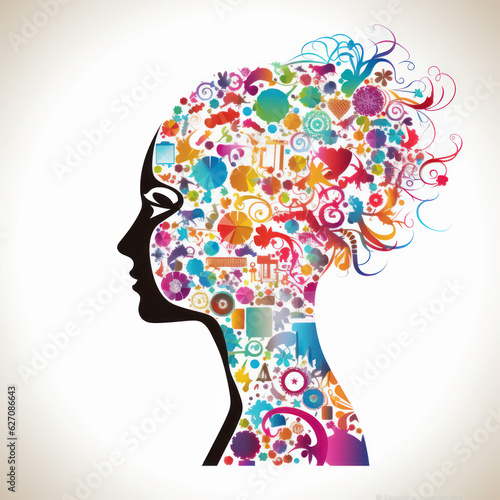 colorful human head with icons