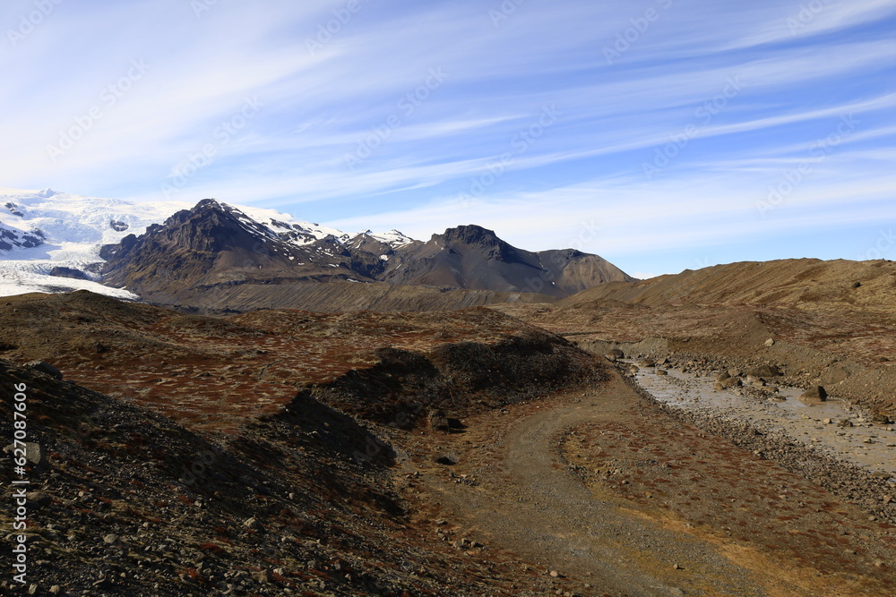 View on a mountain in the Skaftafell National Park was a national park, situated between Kirkjubæjarklaustur and Höfn in the south of Iceland View on a mountain in the Skaftafell National Park was a national park, situated between Kirkjubæjarklaustur and Höfn in the south of Iceland