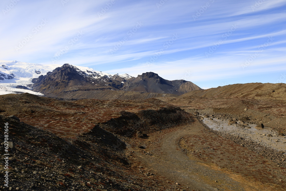 View on a mountain in the Skaftafell National Park was a national park, situated between Kirkjubæjarklaustur and Höfn in the south of Iceland