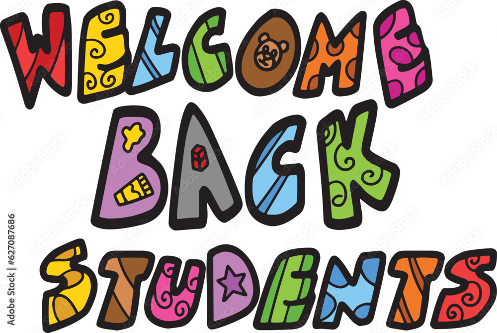 Welcome Back Students Cartoon Colored Clipart 