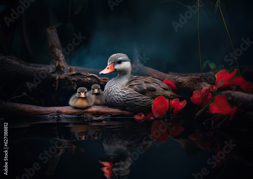 duck with ducklings.  photo