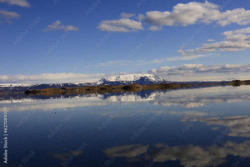 Mývatn is a shallow lake located in an area of active volcanism in northern Iceland, near the Krafla volcano