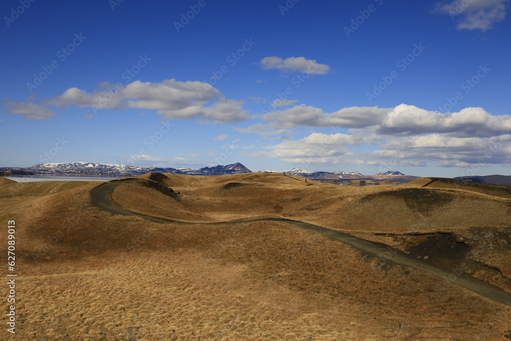 View in the Myvtan National park located in northern Iceland in the vicinity of the Krafla volcano View in the Myvtan National park located in northern Iceland in the vicinity of the Krafla volcano