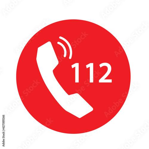112 emergency call service icon. Vector illustration