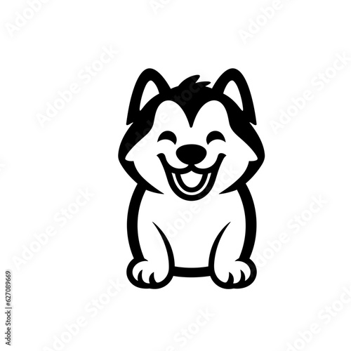 Simple husky dog illustration logo icon 