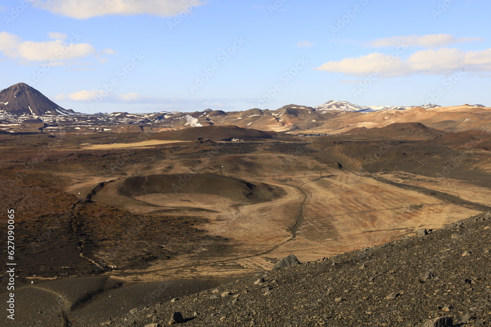 Fototapeta premium View in the Myvtan National park located in northern Iceland in the vicinity of the Krafla volcano