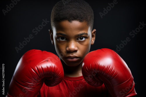 boy with boxing gloves, fighter, AI generated © Anti