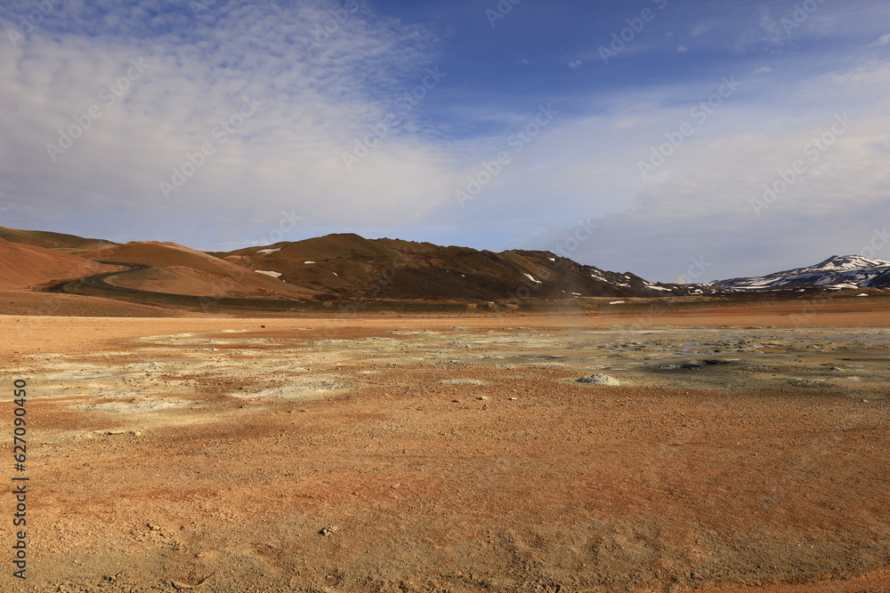 Hverarönd is a hydrothermal site in Iceland with hot springs, fumaroles, mud ponds and very active solfatares. It is located in the north of Iceland, east of the town of Reykjahlíð Hverarönd is a hydrothermal site in Iceland with hot springs, fumaroles, mud ponds and very active solfatares. It is located in the north of Iceland, east of the town of Reykjahlíð