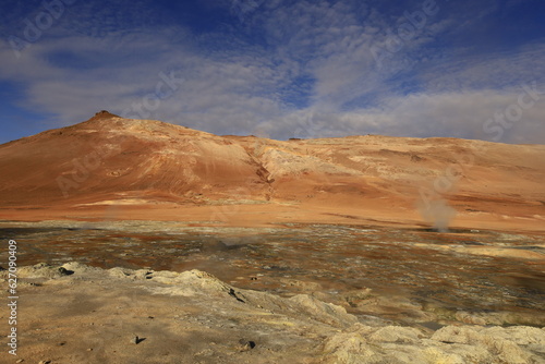 Hverar  nd is a hydrothermal site in Iceland with hot springs  fumaroles  mud ponds and very active solfatares. It is located in the north of Iceland