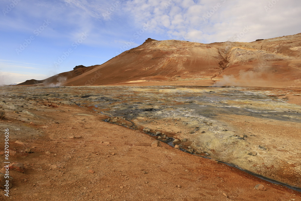 Hverarönd is a hydrothermal site in Iceland with hot springs, fumaroles, mud ponds and very active solfatares. It is located in the north of Iceland, east of the town of Reykjahlíð Hverarönd is a hydrothermal site in Iceland with hot springs, fumaroles, mud ponds and very active solfatares. It is located in the north of Iceland, east of the town of Reykjahlíð