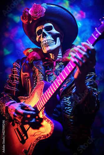 Evil skeleton playing lead guitar © Guido Amrein