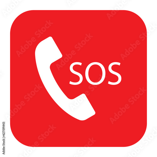 sos call icon phone, vector sos call help on phone sign 