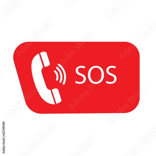 sos call icon phone, vector sos call help on phone sign	
