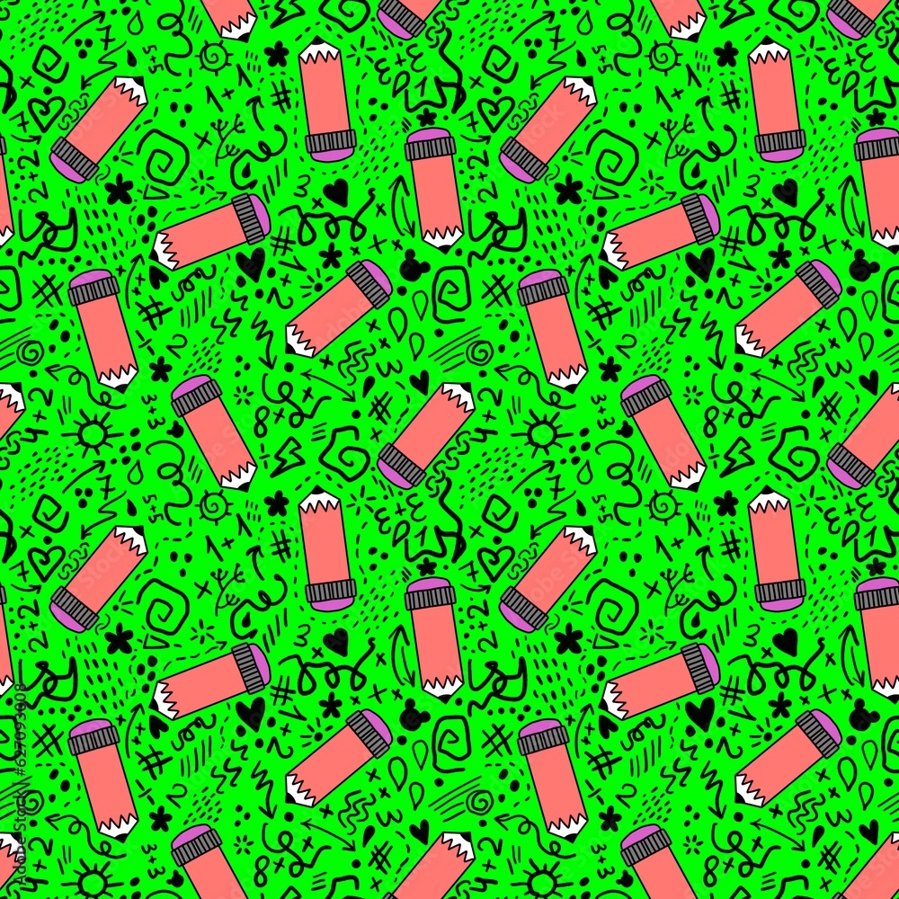 School pencil seamless blackboard doodle pattern for wrapping paper and fabrics and kids clothes print School pencil seamless blackboard doodle pattern for wrapping paper and fabrics and kids clothes print
