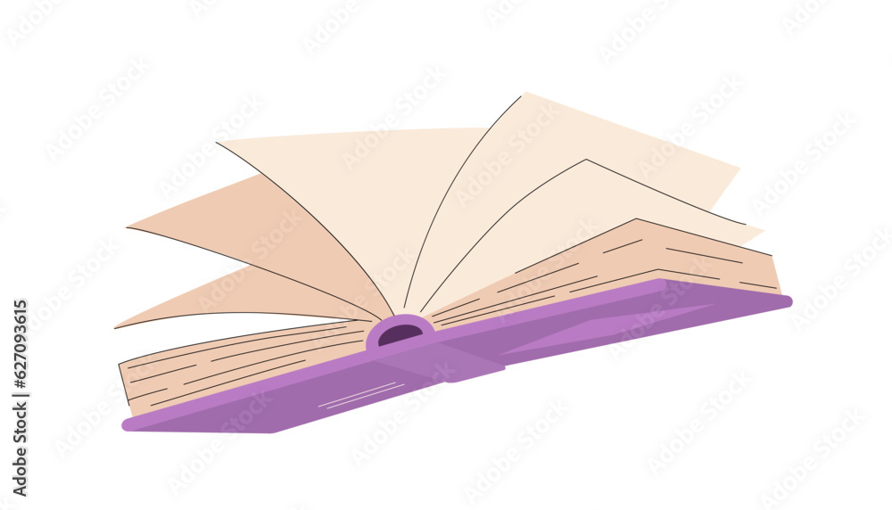 Open violet book sticker concept