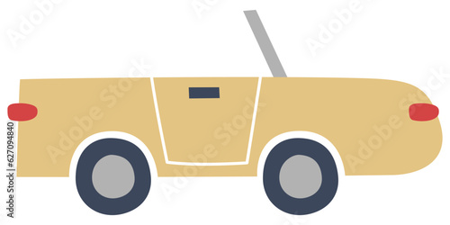 Yellow roofless car cabriolet icon