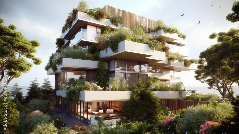 A harmonious combination of architecture and nature. AI generated