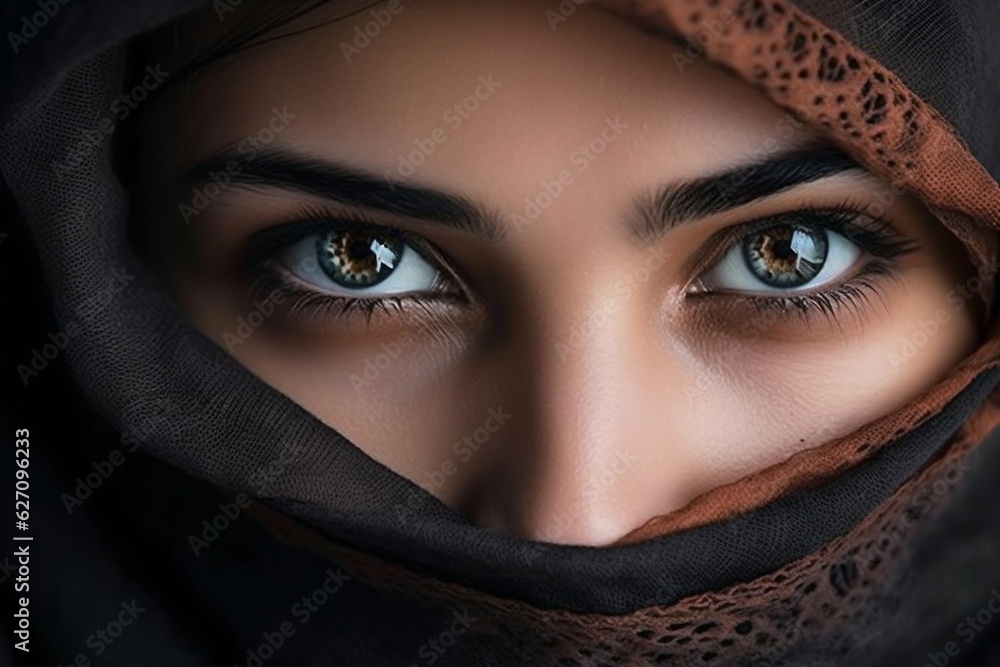 Portrait of a Young Moroccan Woman with Niqab. Generative ai Portrait of a Young Moroccan Woman with Niqab. Generative ai