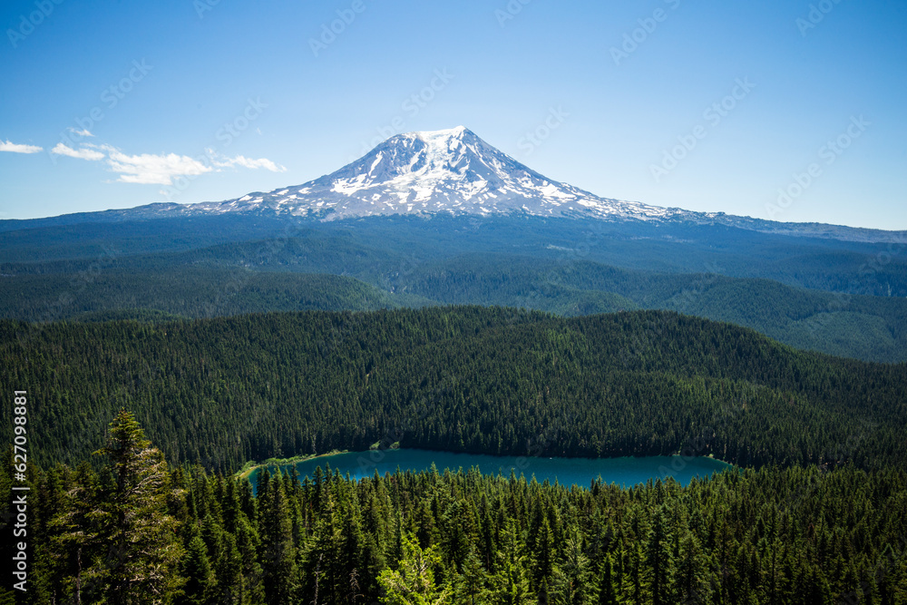 View from the top of Council Bluff at Mount Adams and Council Lake, Washington State View from the top of Council Bluff at Mount Adams and Council Lake, Washington State