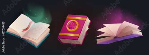 Set of magic spells books vector