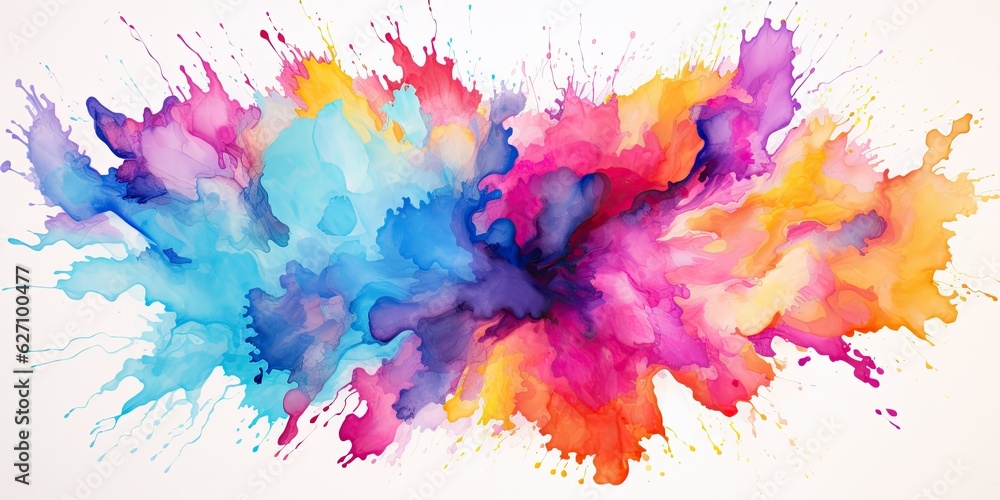 Watercolor Splashes  Whimsical Watercolor Splashes - A Carnival of Colors Unleashed - Embrace the Playful Expression in Every Brushstroke   Generative AI Digital Illustration
