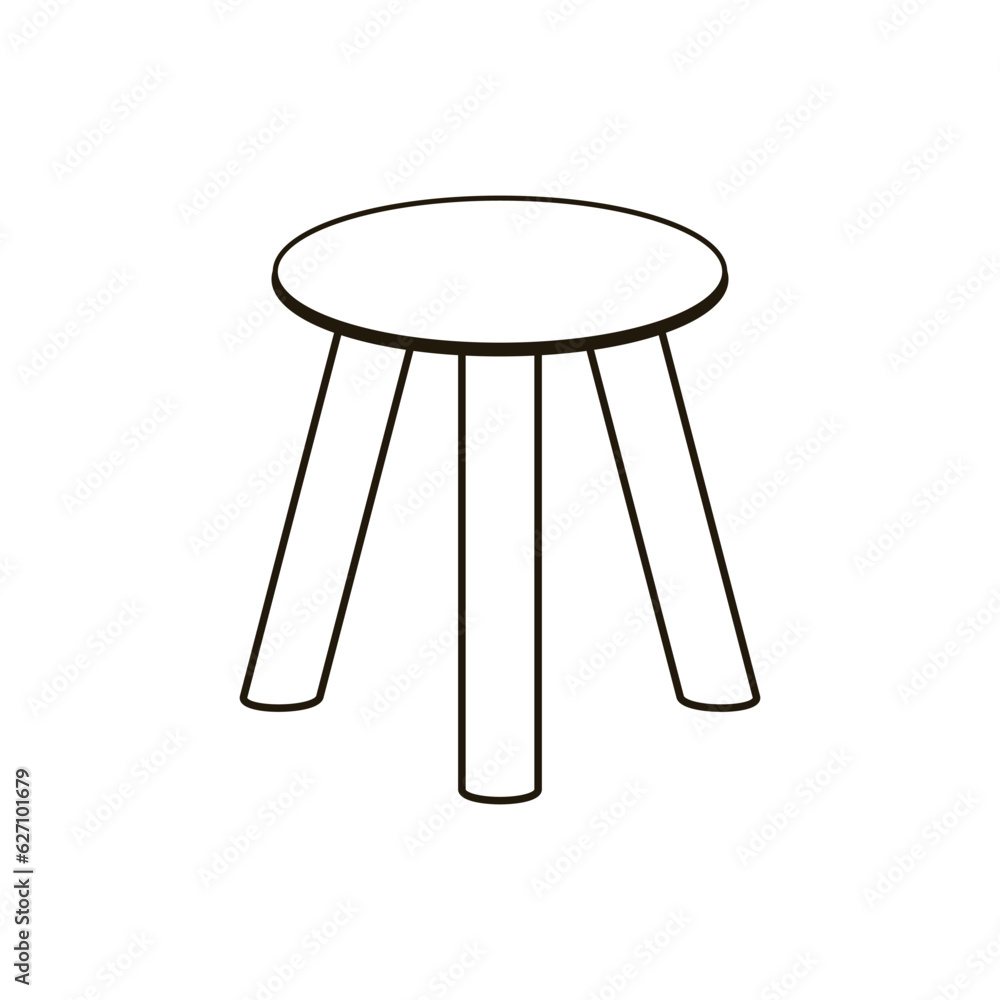 Three legged stool outline icon. Clipart image isolated on white background Three legged stool outline icon. Clipart image isolated on white background