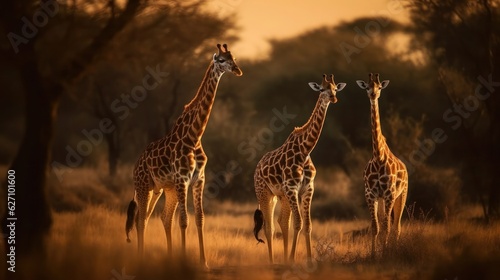 Exploring the Majestic African Wilderness: Witness Giraffes Roaming Freely in the Wild, generative AI ©  Fototrailer 3