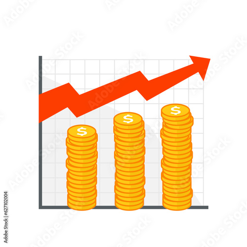 Growth costs icon. Clipart image isolated on white background