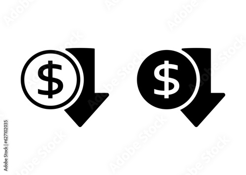 Reduce costs glyph icon. Clipart image isolated on white background