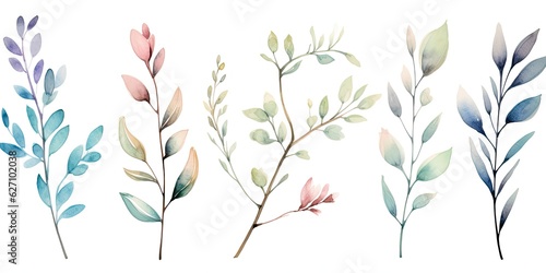 Watercolor Branches Watercolor Branches Set - Bohemian Floral Decoration Design - Embrace the Natural Beauty   Generative AI Digital Illustration