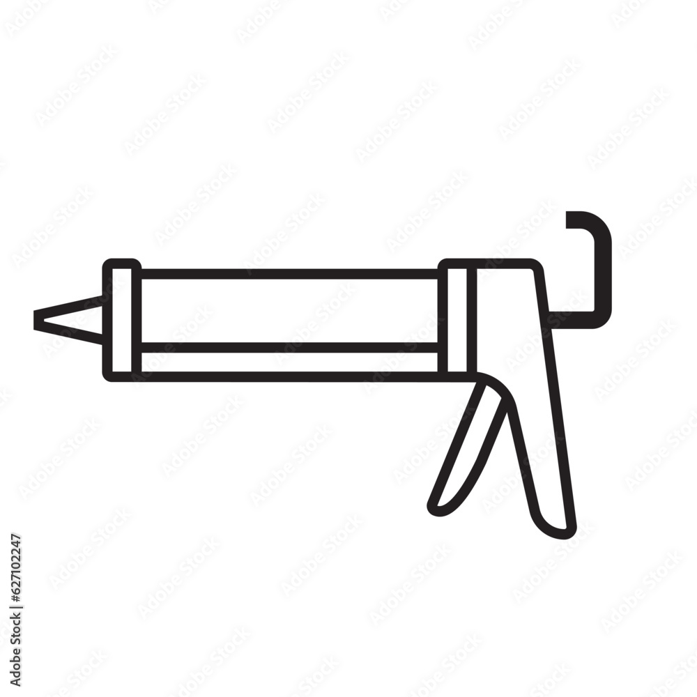 Caulking gun line icon. Clipart image isolated on white background Caulking gun line icon. Clipart image isolated on white background