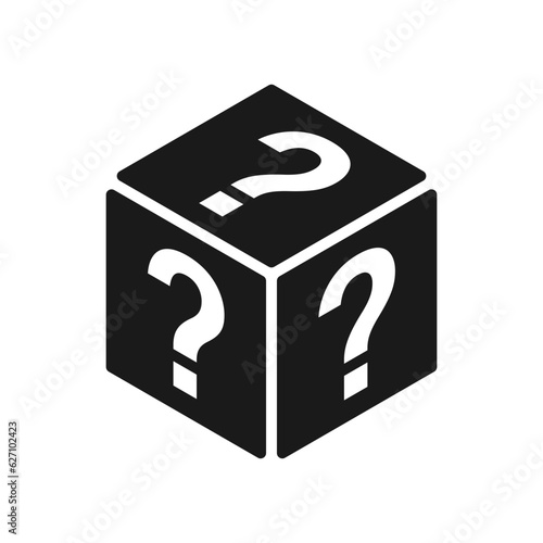 Black Mystery box simple icon. Clipart image isolated on white background