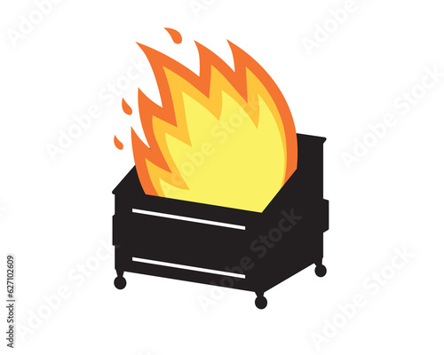 Dumpster fire silhouette icon. Clipart image isolated on white background