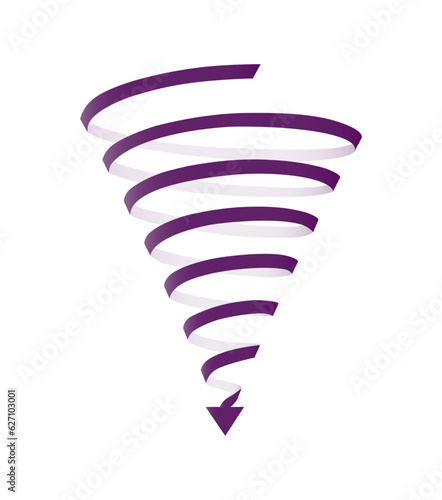 Spiral down violet arrow concept