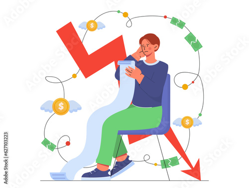 Man with stagflation vector concept
