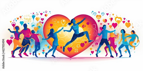  An Illustration of Heart-Healthy Aerobics - Cardio Boost - An illustration showcasing various aerobic exercises Generative AI Digital Illustration