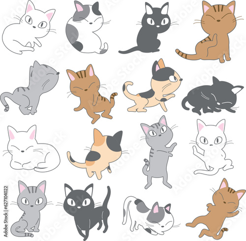 猫の詰め合わせベクターイラストセット