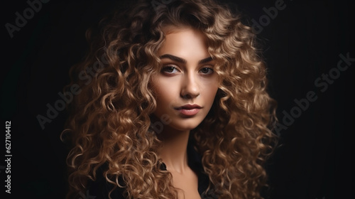 curly hairs, beautiful girl with close shot 