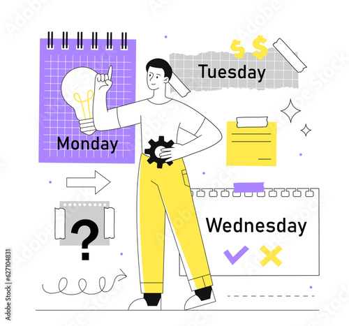 Man with visual board line vector concept