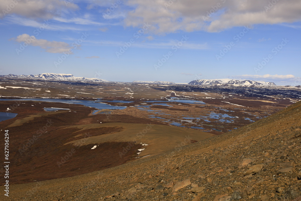 Mývatn is a shallow lake located in an area of active volcanism in northern Iceland, near the Krafla volcano Mývatn is a shallow lake located in an area of active volcanism in northern Iceland, near the Krafla volcano
