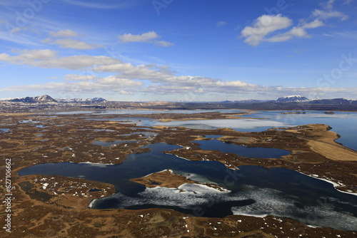 Canvas Print Mývatn is a shallow lake located in an area of active volcanism in northern Icel