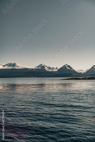 sunset over the sea, beagle channel in ushuaia, the end of the world