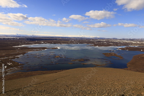 Canvas Print Mývatn is a shallow lake located in an area of active volcanism in northern Icel