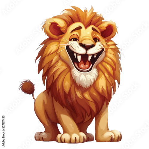 funny lion cartoon, lion illustration vector, isolated on white background. 