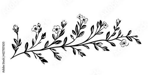 Nature flowers spring summer beauty peonies heathers branches tattoo print stamp 