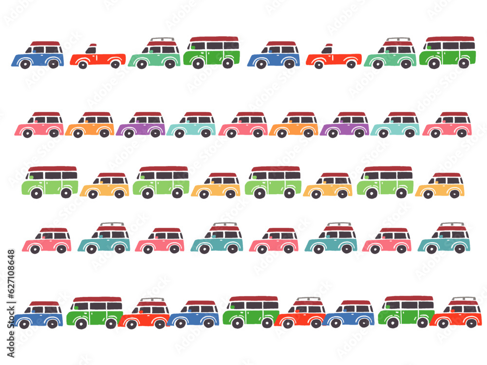 シンプルな手描き風の車のライン イラストセット シンプルな手描き風の車のライン イラストセット