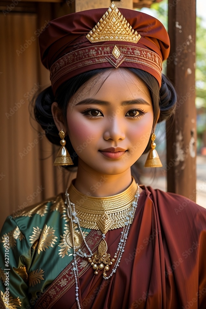 burmese woman with cultural clothing generated with AI burmese woman with cultural clothing generated with AI