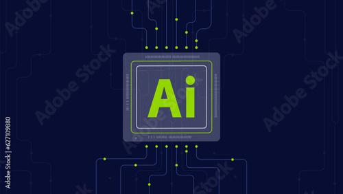 Ai cpu banner vector concept