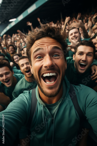 group of people fans celebrate and cheering while watching the game