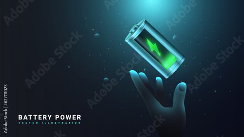 Battery power realistic vector banner